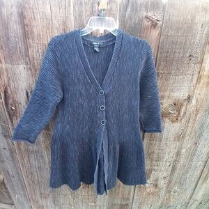Style & Co Sweater Blouse Womens Sz L Blue Stretch 3 Button Closure Long Sleeves